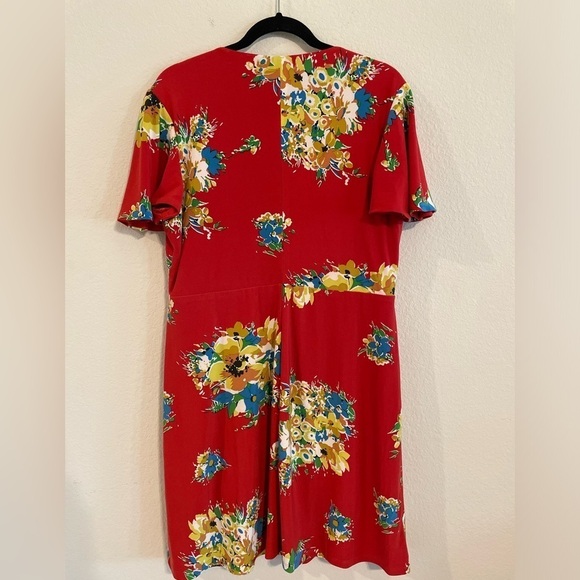 Lauren Ralph Lauren Women’s Midi Faux Wrap Dress Size 16 Red Floral Contemporary - Picture 7 of 16